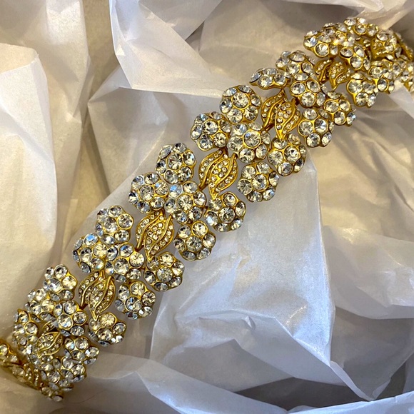 BEAUTIFUL Elena Design Gold Crystals Bridal Headband - Picture 1 of 16